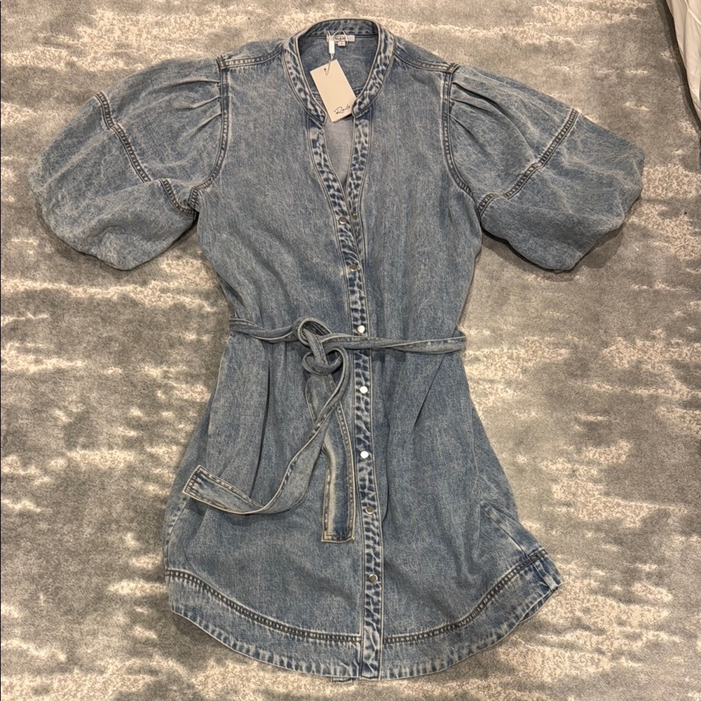 Rails Kingsley Denim Puff Sleeve Dress with Belt